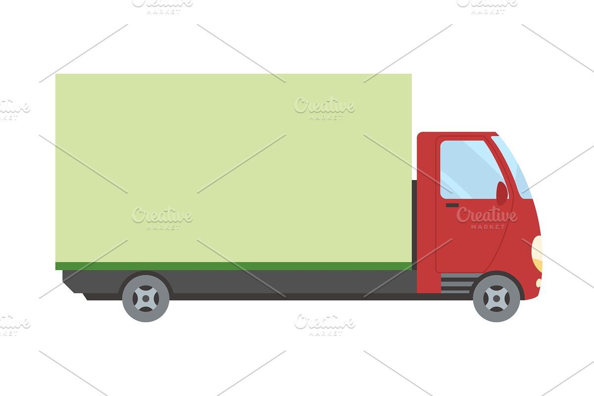 A pixel art of a red delivery truck, a Transportation Illustration by the8monkey