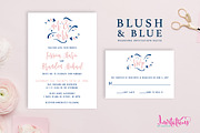 Blush & Blue Wedding Invitation Set, an Invitation Template by Invitations by Caitlin (Thumbnail 1 of 3)