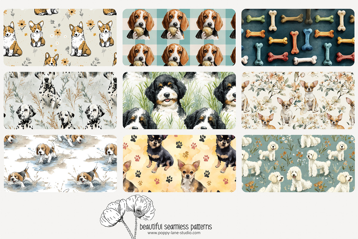 80 dog seamless pattern, a Pattern Graphic by Poppy Lane Studio (Photo 5 of 11)