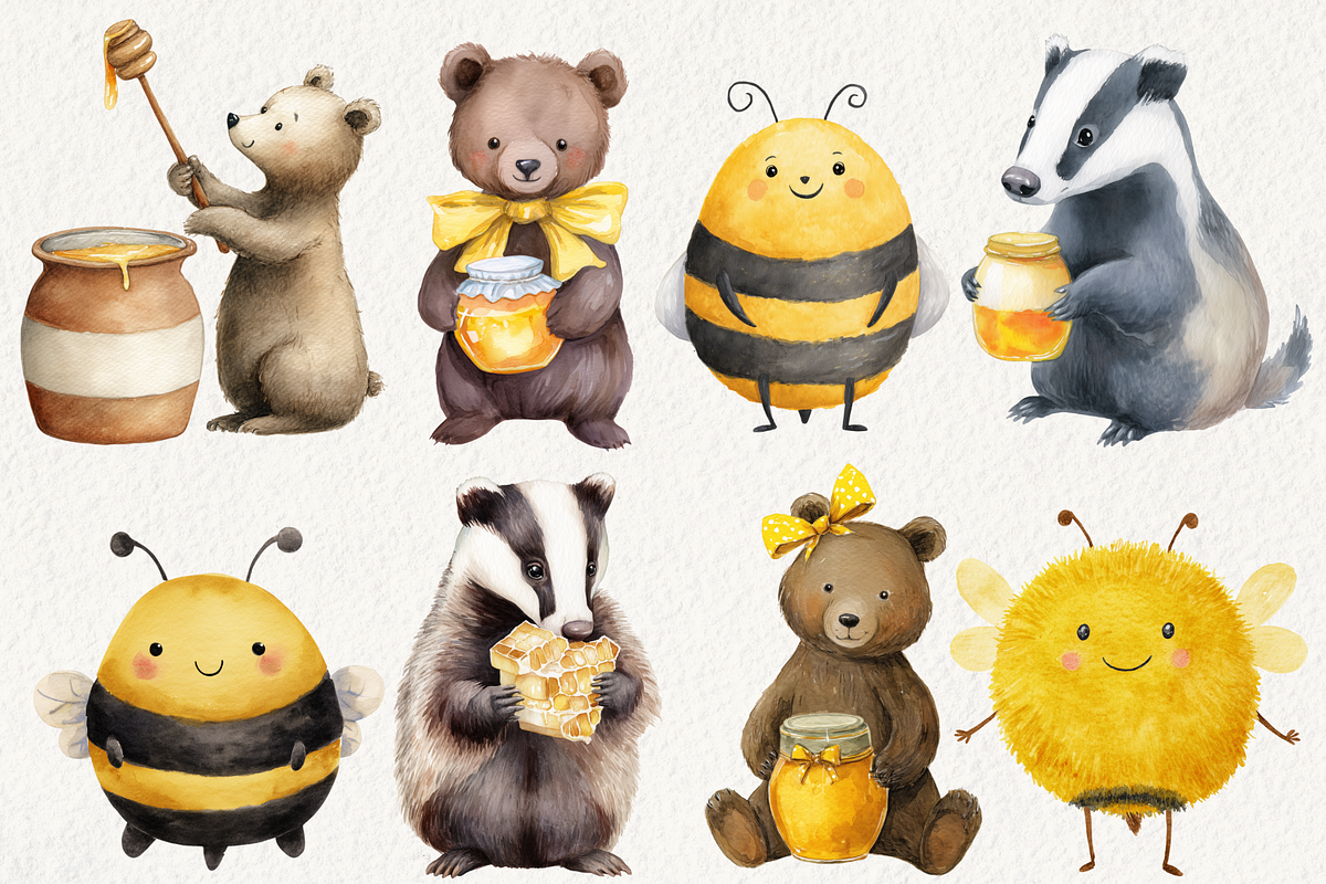 Little Honeybee Clipart, an Illustration by NadiaTheronArt (Photo 3 of 5)