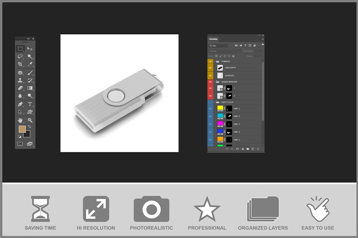Flash Drive Swivel Usb Mockup PSD, a Product Mockup by Bruno's Shop (Photo 3 of 4)