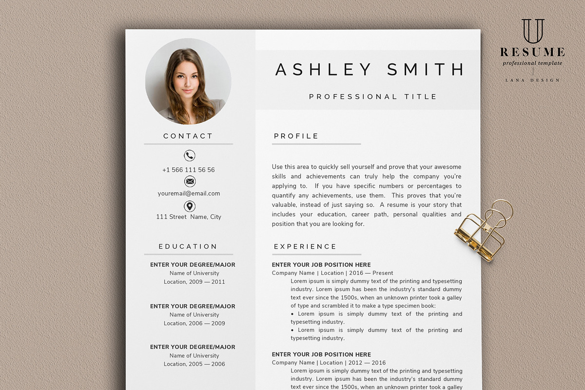 Resume template with photo / CV, a Resume Template by UResume (Photo 2 of 7)