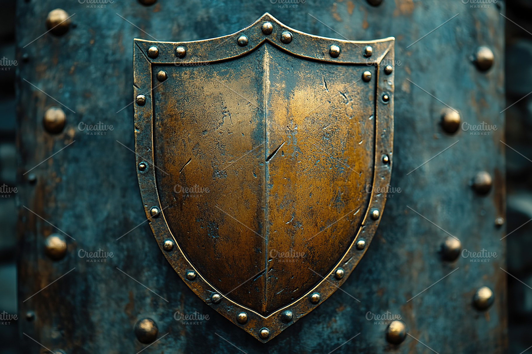Medieval shield symbolizing guarantee and security in historical context, an Abstract Photo by AlyaAnd