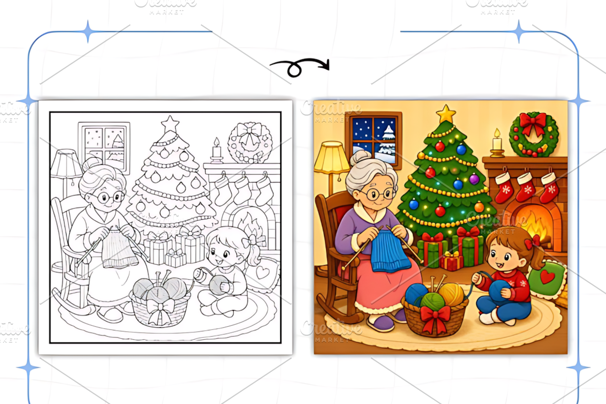 Christmas at Grandma’s Coloring, a Seasonal Illustration by Design Station (Photo 2 of 7)