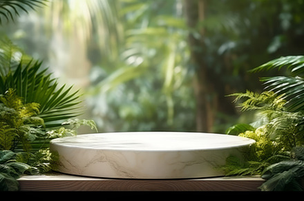 Wood tabletop counter podium floor in outdoors tropical garden forest, an Abstract Photo by Natalia Klenova's Shop