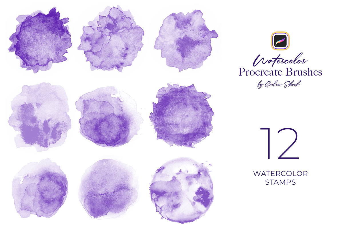 Watercolor Procreate Brushes, a Brush Add-On by Andrew Skoch Design (Photo 6 of 12)