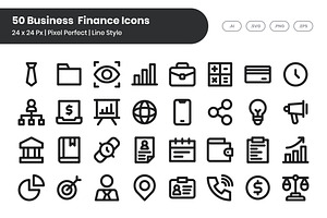 50 Business Finance - Line, an Outline Icon by Kmg Design