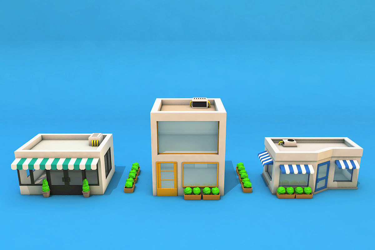 Cartoon City Building Low Poly, an Architecture 3D Model by Low Poly Lab