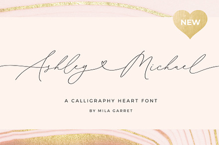 Ashley Michael Heart Wedding Script, a Script Font by Mila Garret