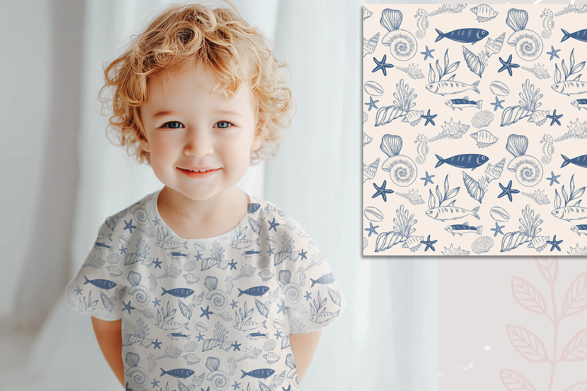 Blue toile Ocean Collection, a Seasonal Illustration by AlenaVlasko stock Market (Photo 4 of 12)