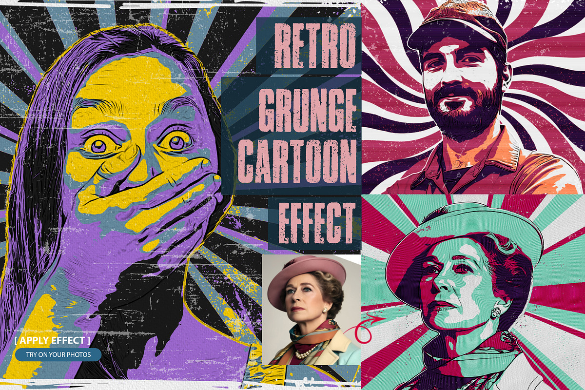 Retro Grunge Cartoon Photo Effect, an Action Add-On by MRI STUDIO (Photo 1 of 19)