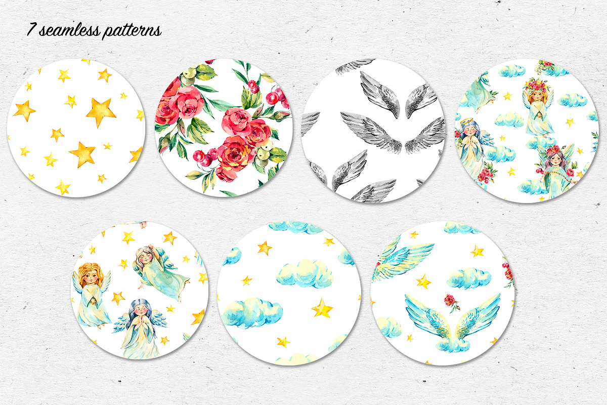 Watercolor angel-Wings clipart, an Illustration by Depiano (Photo 7 of 8)