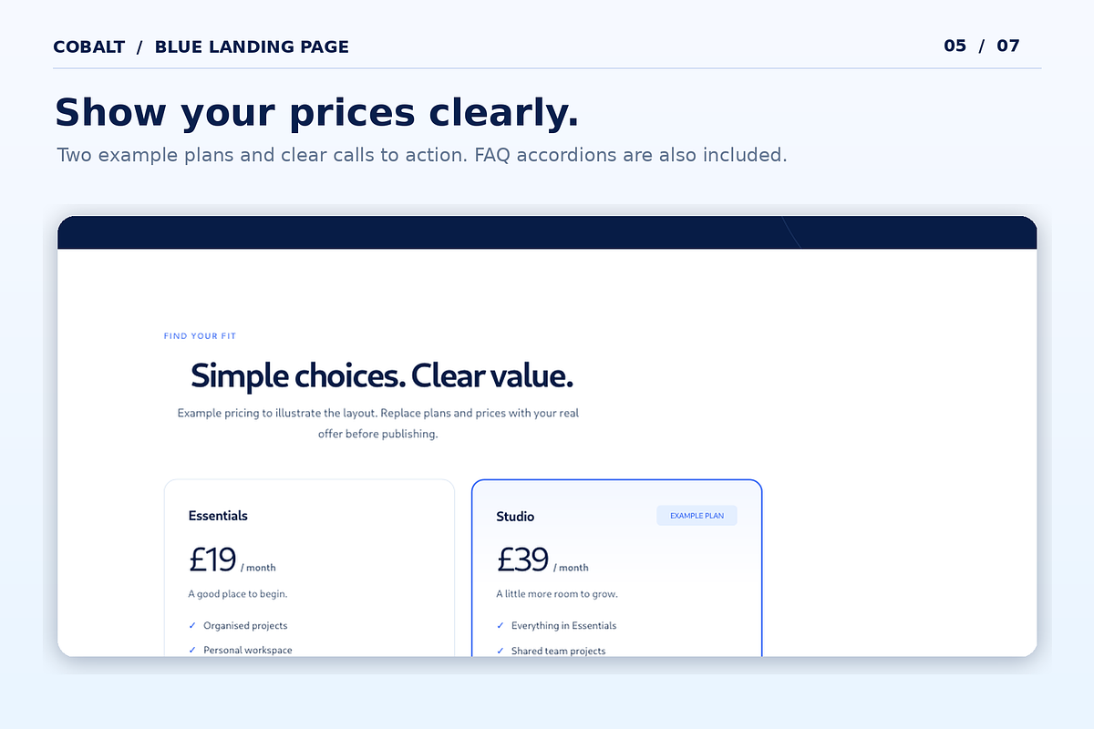 COBALT - Blue HTML Landing Page, a HTML Template by Darweish Designs (Photo 5 of 7)