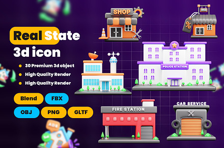 Real State 3d Illustration  Icon Pac