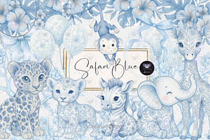 Safari Baby Clipart Chinoiserie, an Illustration by BigCakeBee