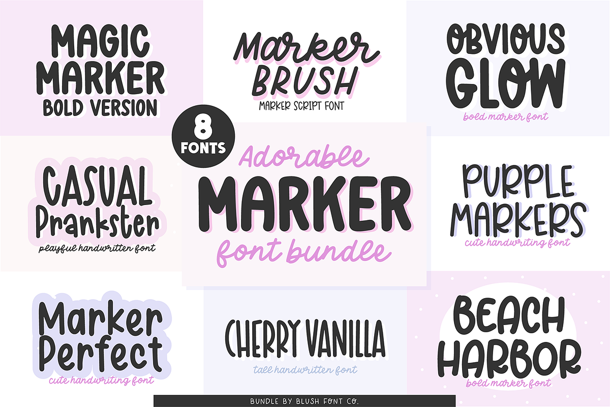 MARKER HANDWRITING Font Bundle, a Sans Serif Font by Blush Font Co. (Photo 1 of 9)