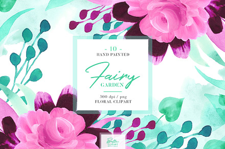 Pink Floral Watercolor Clipart
