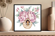 Watercolor Bee Home Clipart, an Illustration by DreamCafeArt (Thumbnail 7 of 9)