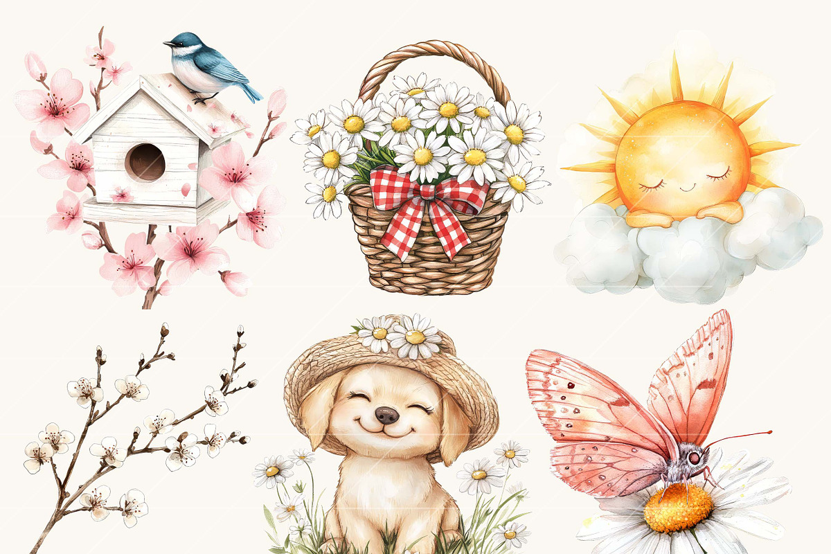 Watercolor Spring Clip Art Bundle, an Object Illustration by SparkyDesignsUS (Photo 7 of 10)