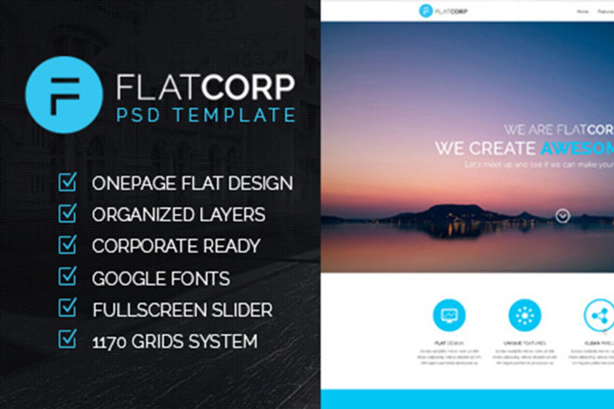 FlatCorp - Multi-purpose PSD Templat, a Websites & App Template by Tetuko Themes (Photo 1 of 3)