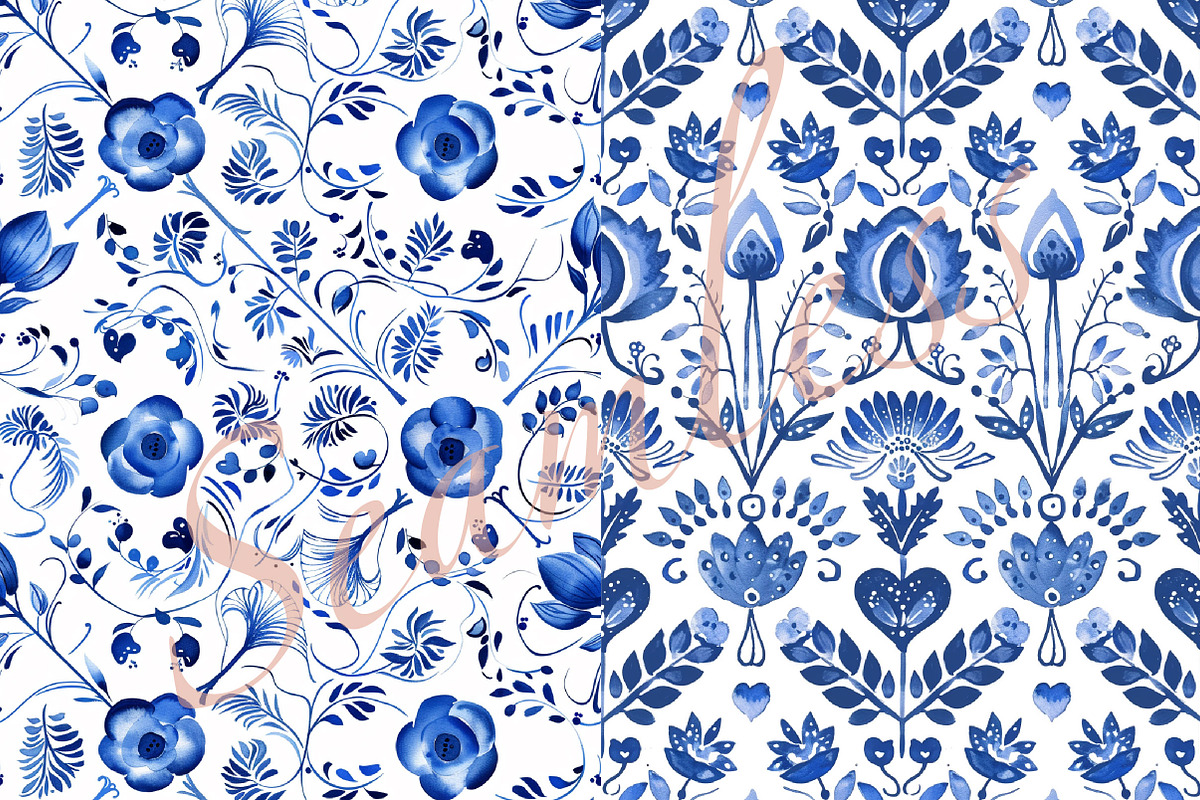 Dutch folk art seamless pattern set, a Pattern Graphic by DreamCafeArt (Photo 3 of 5)