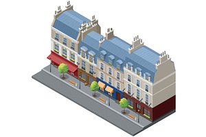 Old European City Street. Isometric, an Object Illustration by Golden Sikorka