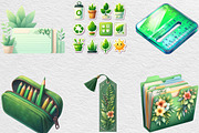 Watercolor Green Planner Clipart, an Illustration by Black Bird Studio (Thumbnail 3 of 6)