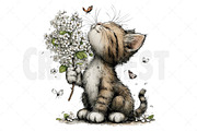 Whimsical Spring Cat Clipart, an Illustration by Craft Nest (Thumbnail 10 of 12)