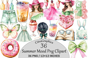Watercolor Summer Mood Clipart, a Seasonal Illustration by CitraGraphics
