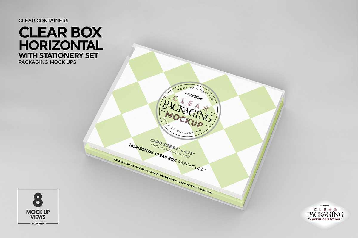 Clear Box with Stationery Set Mockup, a Packaging Mockup by INCDesign (Photo 7 of 19)
