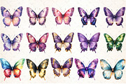 Watercolor Butterfly Clipart, an Animal Illustration by DreamCafeArt (Thumbnail 2 of 3)