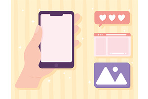 chat mobile icons, a Technology Illustration by studiogstock