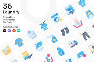 Laundry Icons Set - Flat, an Icon by Kmg Design