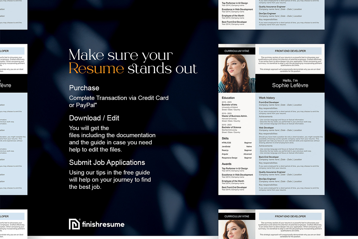 Front-end developer resume template, a Resume Template by FinishResume