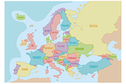 3x Colorful Europe Maps, an Education Illustration by asantosg (Thumbnail 1 of 4)