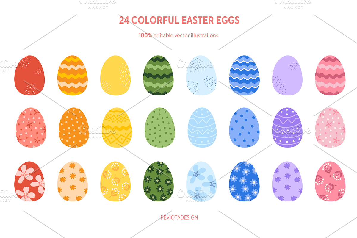 Happy Easter day vector collection, a Decorative Illustration by Peviotadesign (Photo 2 of 14)