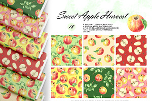 Watercolor Apple Seamless Patterns