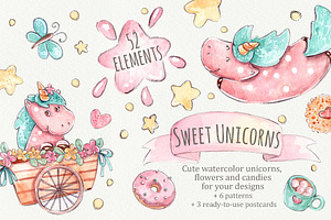 Sweet Unicorns set +6 patterns