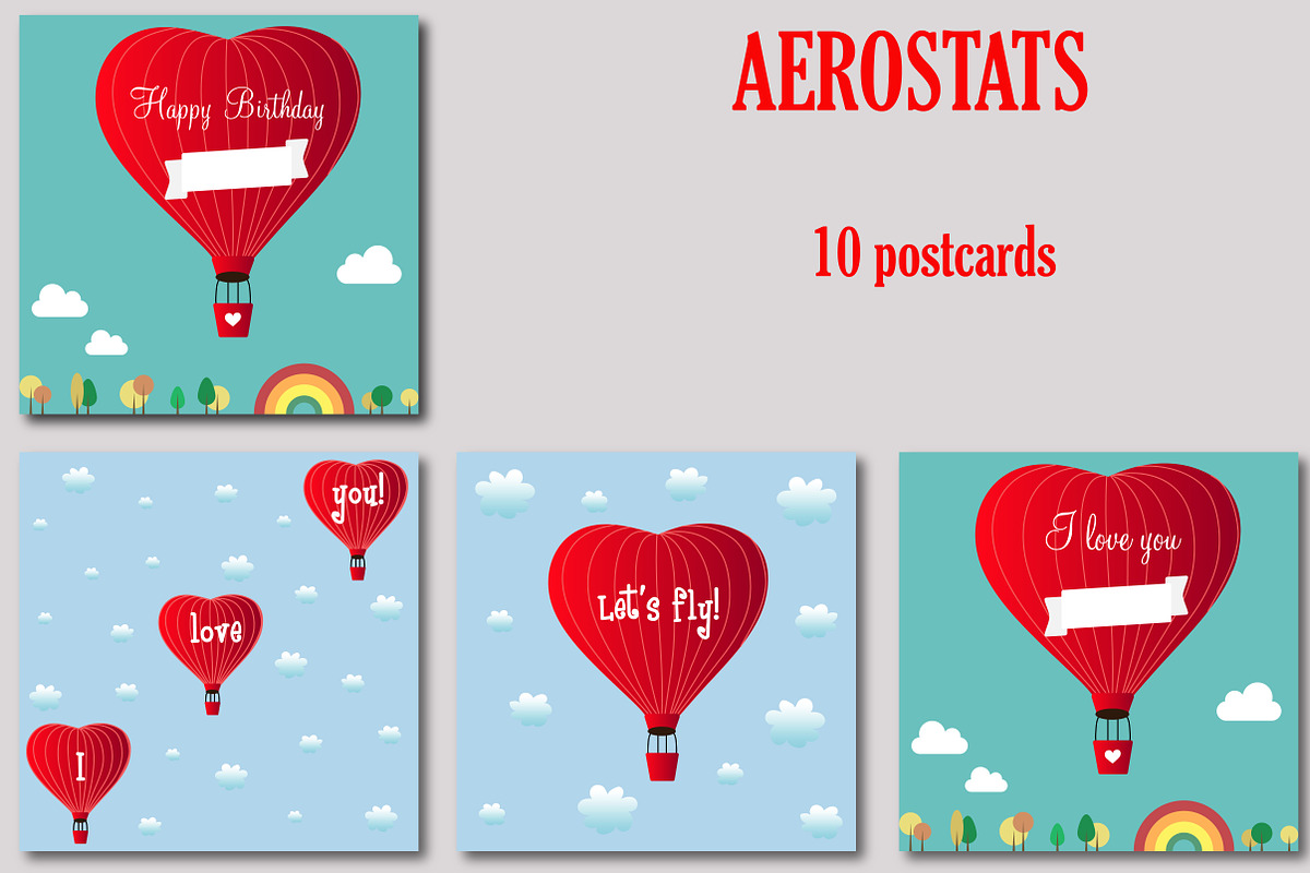 Set of hot air balloons, aerostats, a Seasonal Illustration by Orangepencil (Photo 5 of 5)