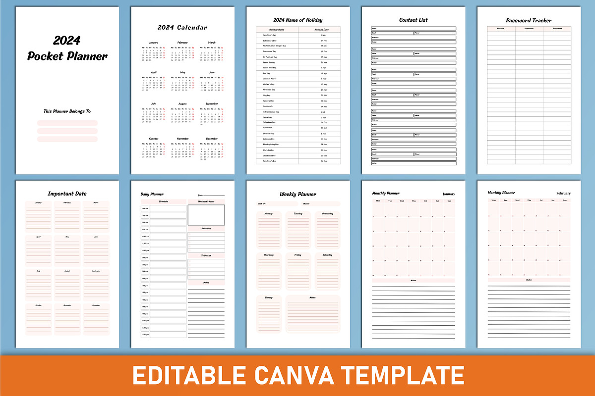 2024 Pocket Planner Canva Interior, a Stationery Template by Mustafiz (Photo 2 of 4)