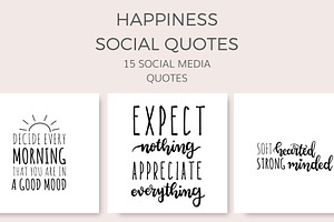 Happiness Social Quotes (15 Images), a Social Media Template by Ivory Mix
