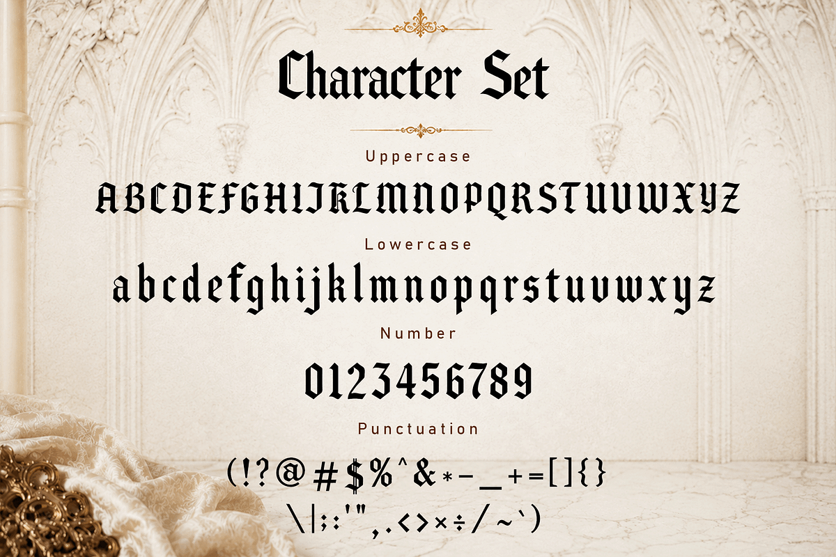 Aurelis - Luxury Gothic Display Font, a Blackletter Font by overlaytemplates (Photo 4 of 5)