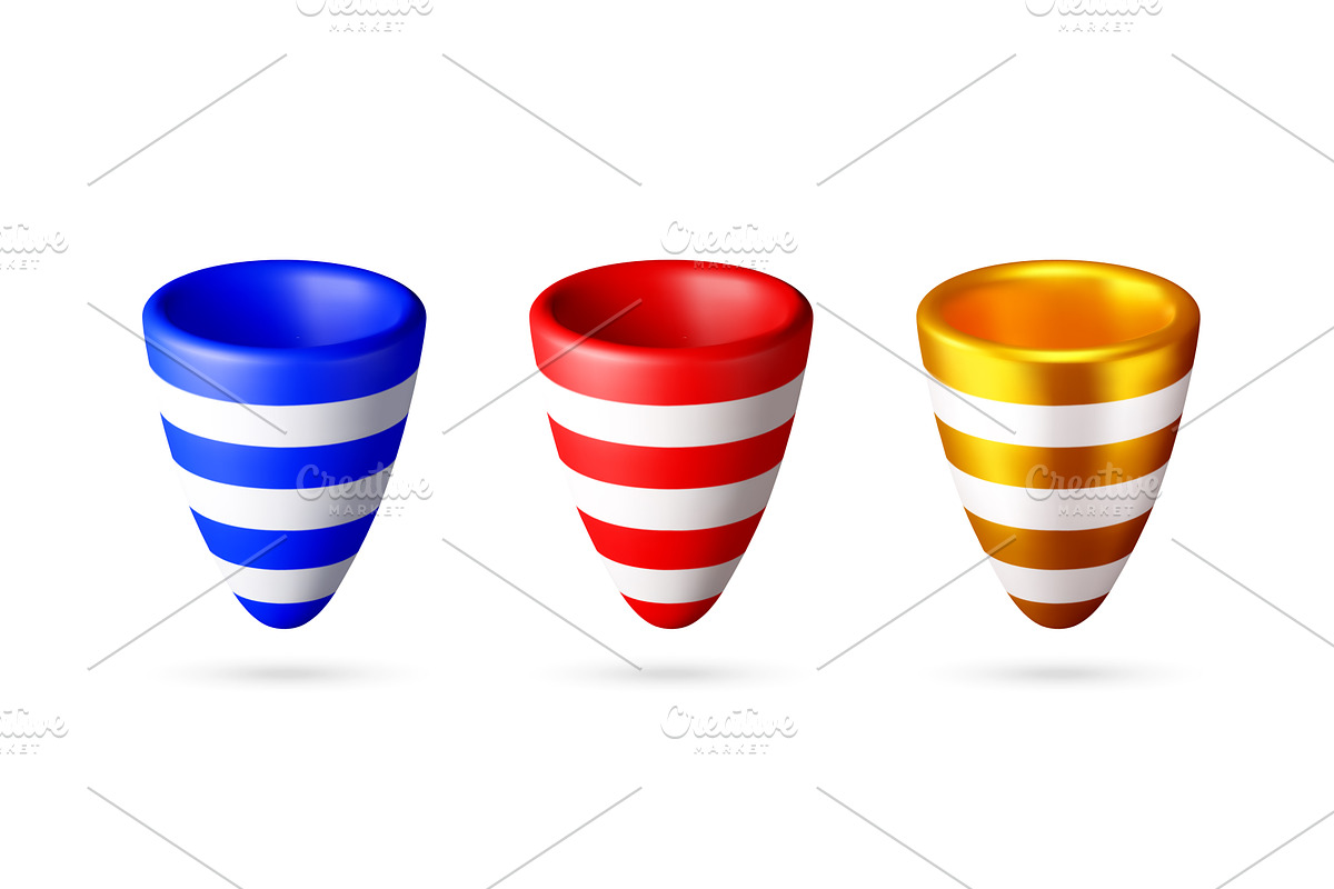 Set of three 3d colorful party hat, an Object Illustration by Abscent