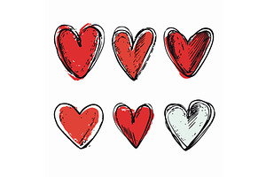 Handdrawn hearts collection, sketch, a Texture Illustration by Vectorstockersland