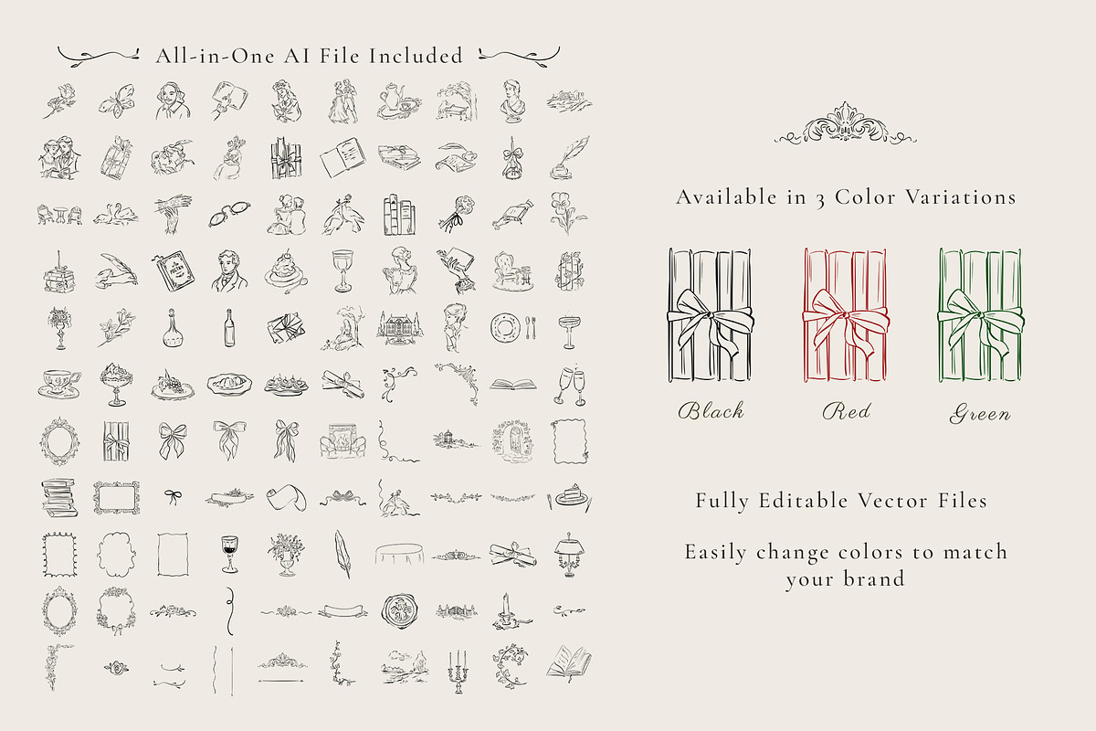 Vintage Literary Line Art collection, a Decorative Illustration by Eva Gentle (Photo 11 of 13)