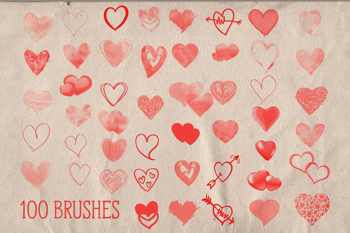 HEART BRUSHES +100 & FREE ELEMENTS, a Brush Add-On by Alexiva (Photo 2 of 5)