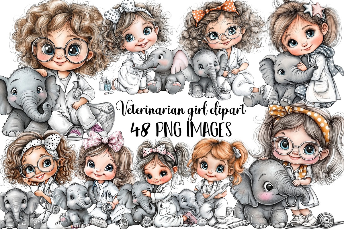 Veterinarian girl clipart, an Illustration by DreamArtGraphic (Photo 1 of 9)