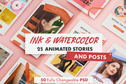 INK & WATERCOLOR animated bundle, a Social Media Template by As Good As Possible (Thumbnail 2 of 13)