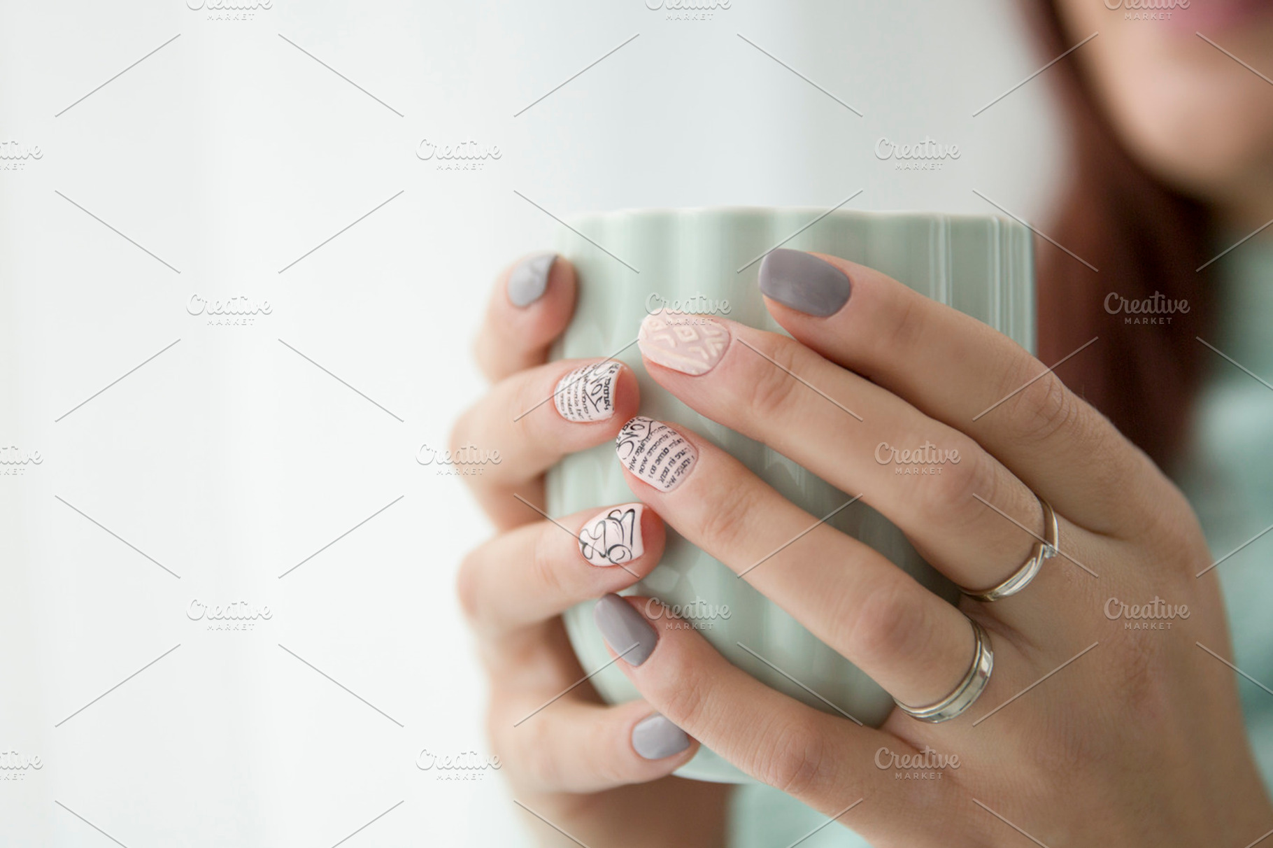 Woman's hands holding a cup of mint featuring mug, cup, and mint, a Beauty & Fashion Photo by Izdebska