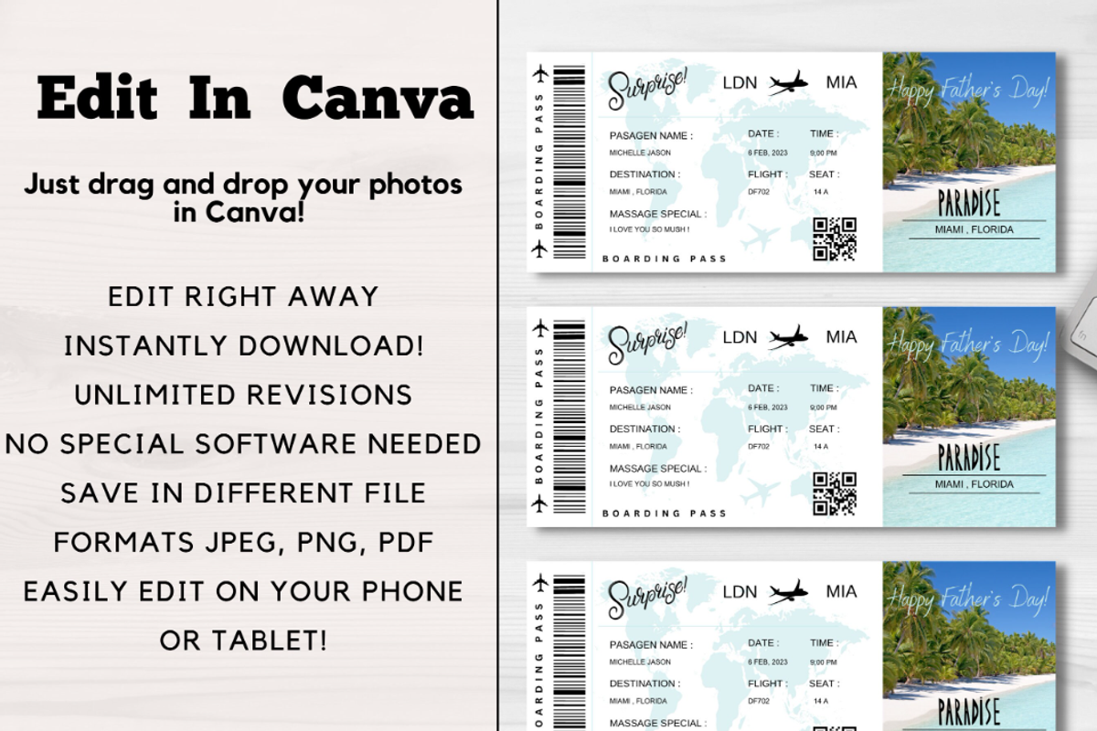 Surprise Boarding Pass, a Card Template by YasdeyDesigns (Photo 4 of 8)